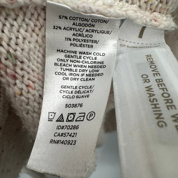 LOFT Cream Speckled Turtleneck Poncho Sweater // L - Picture 9 of 10